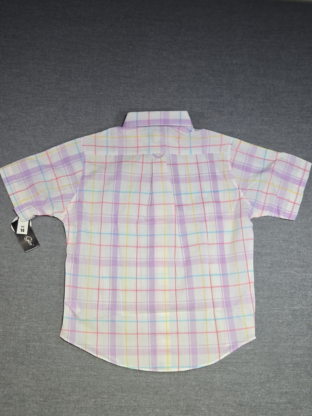 Vintage 80s Hunter's Glen Deadstock Purple Plaid Button Down Shirt NWT Size 14 - Picture 6 of 6